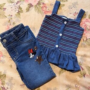 Girls skinny jeans and tank top.